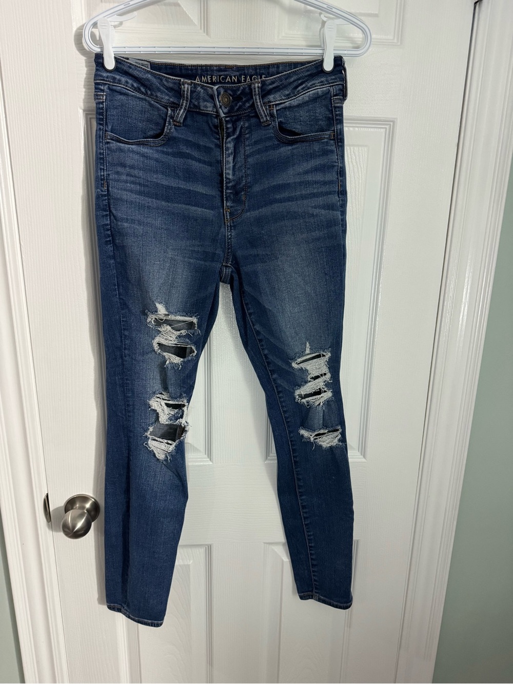 American Eagle Outfitters Dark Blue Ripped Skinny Jeans